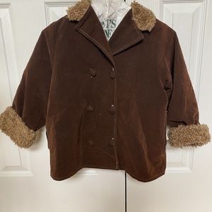 Girls faux leather brown coat